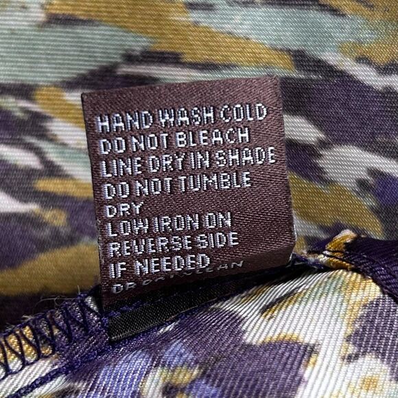 J.McLaughlin Silk Blend Midi Dress Size 0 Purple Floral Abstract Short Sleeve - Picture 8 of 9